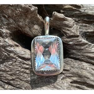 Handmade 800 Silver Crystal Pendant Signed GK